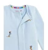 Magnetic  Me Embroidery Dogs Blue Velour Footie