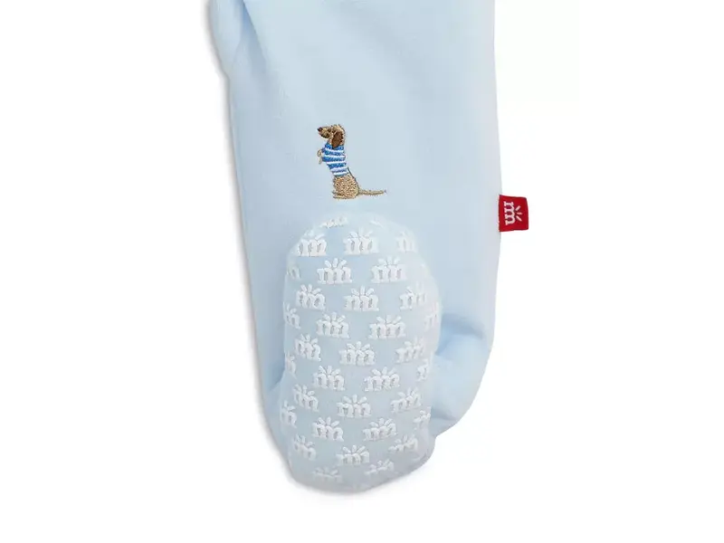 Magnetic  Me Embroidery Dogs Blue Velour Footie