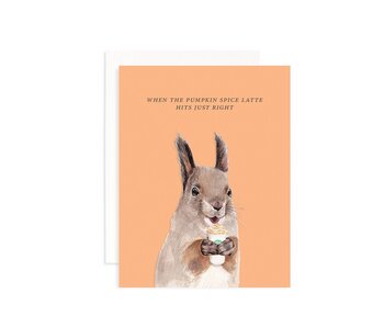 Pumpkin Spice Latte Squirrel Greeting Card