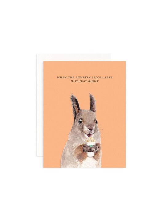 Pumpkin Spice Latte Squirrel Greeting Card