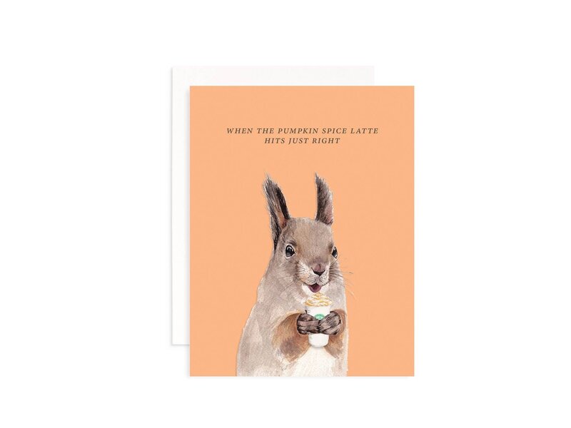 Cami Monet Pumpkin Spice Latte Squirrel Greeting Card