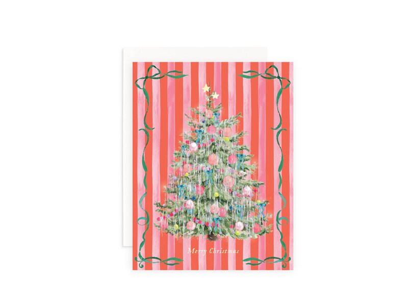 Cami Monet Merry Christmas Vintage Tinsel Tree Holiday Greeting Card