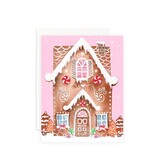 Cami Monet Pink Gingerbread House Christmas Greeting Card
