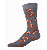 Infinity Classics International Memoi Football Bamboo Blend Men's Crew Socks - Heather Gray
