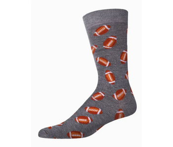 Memoi Football Bamboo Blend Men's Crew Socks - Heather Gray