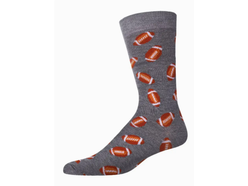 Infinity Classics International Memoi Football Bamboo Blend Men's Crew Socks - Heather Gray