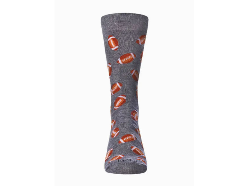 Infinity Classics International Memoi Football Bamboo Blend Men's Crew Socks - Heather Gray