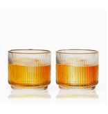 Viski Meridian Crystal Gold Rimmed Lowball Tumblers Set of 2