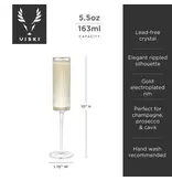 Viski Gold Rimmed Meridian Crystal Champagne Flutes, Set of 2