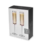 Viski Gold Rimmed Meridian Crystal Champagne Flutes, Set of 2