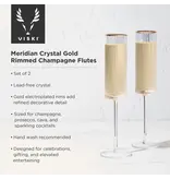 Viski Gold Rimmed Meridian Crystal Champagne Flutes, Set of 2