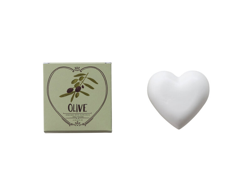 Creative Co-OP Olive Scented Olive Oil & Shea Butter Triple Milled Heart Shaped Bar Soap