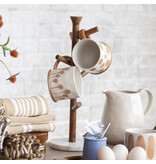 Creative Co-OP Mango Wood & Marble Mug Rack (Holds 6 Mugs)