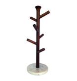 Creative Co-OP Mango Wood & Marble Mug Rack (Holds 6 Mugs)