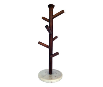 Mango Wood & Marble Mug Rack (Holds 6 Mugs)