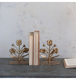 Creative Co-OP Cast Iron Flower Shaped Bookends, Gold Finish, Set of 2