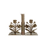 Creative Co-OP Cast Iron Flower Shaped Bookends, Gold Finish, Set of 2