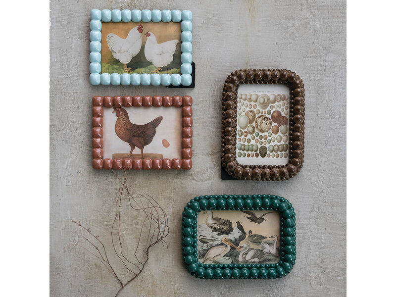 Creative Co-OP Bobbin Photo Frame (4" x 6"), Asst Colors (brown & blue)