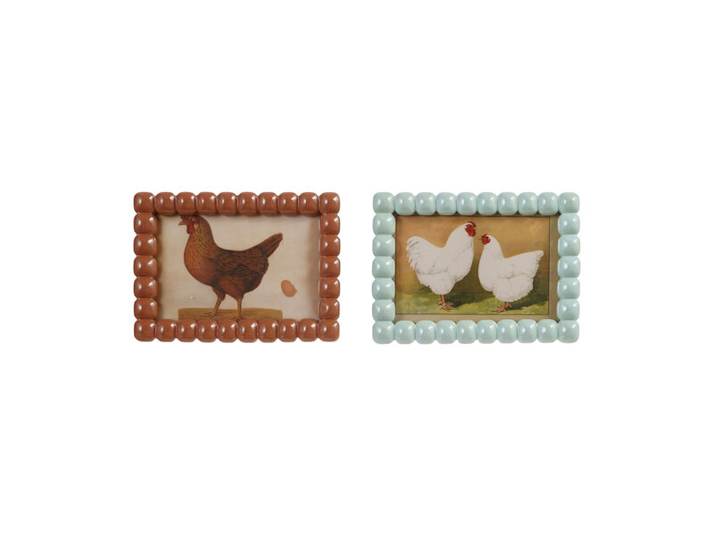 Creative Co-OP Bobbin Photo Frame (4" x 6"), Asst Colors (brown & blue)
