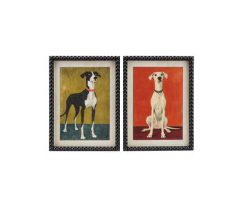 Wood Bobbin Framed Wall Decor with Dog  (11-3/4"W x 15-3/4"H)
