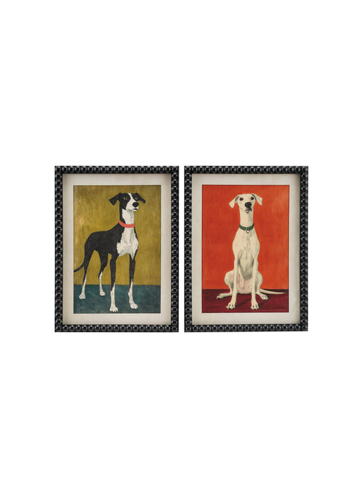 Wood Bobbin Framed Wall Decor with Dog  (11-3/4"W x 15-3/4"H)