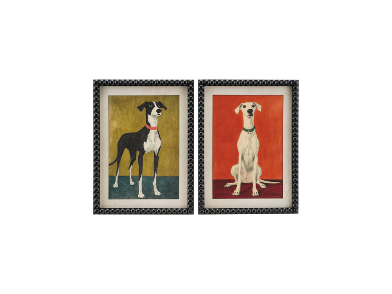 Bloomingville Wood Bobbin Framed Wall Decor with Dog  (11-3/4"W x 15-3/4"H)