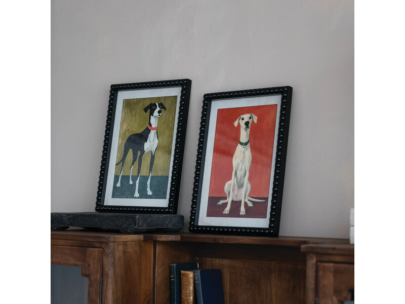 Bloomingville Wood Bobbin Framed Wall Decor with Dog  (11-3/4"W x 15-3/4"H)