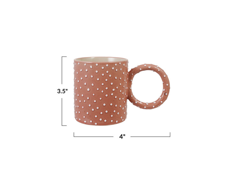 Creative Co-OP 14 oz. Hand-Painted Stoneware Mug with Raised Dots