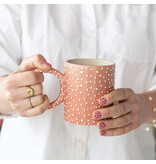 Creative Co-OP 14 oz. Hand-Painted Stoneware Mug with Raised Dots
