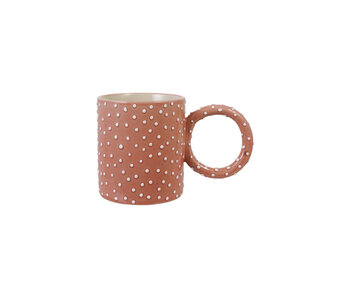 14 oz. Hand-Painted Stoneware Mug with Raised Dots