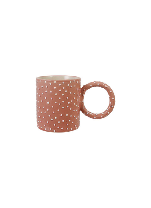 14 oz. Hand-Painted Stoneware Mug with Raised Dots