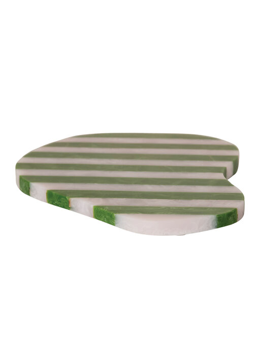Resin Striped Organic Shaped Cheese/Serving Board, Green & White