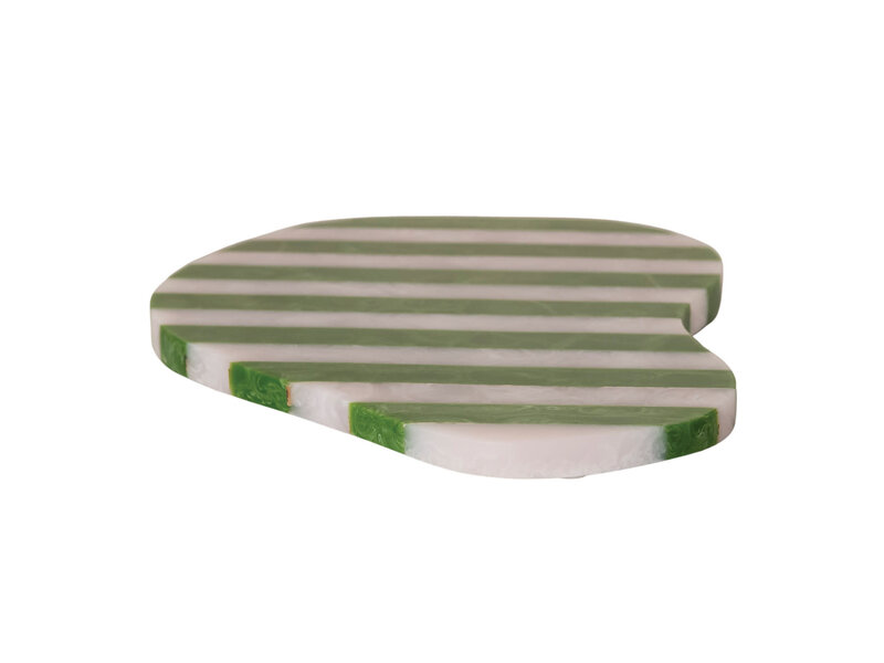 Creative Co-OP Resin Striped Organic Shaped Cheese/Serving Board, Green & White