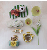 Creative Co-OP Resin Striped Organic Shaped Cheese/Serving Board, Green & White