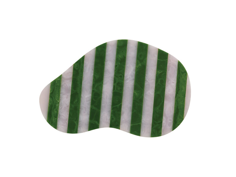 Creative Co-OP Resin Striped Organic Shaped Cheese/Serving Board, Green & White