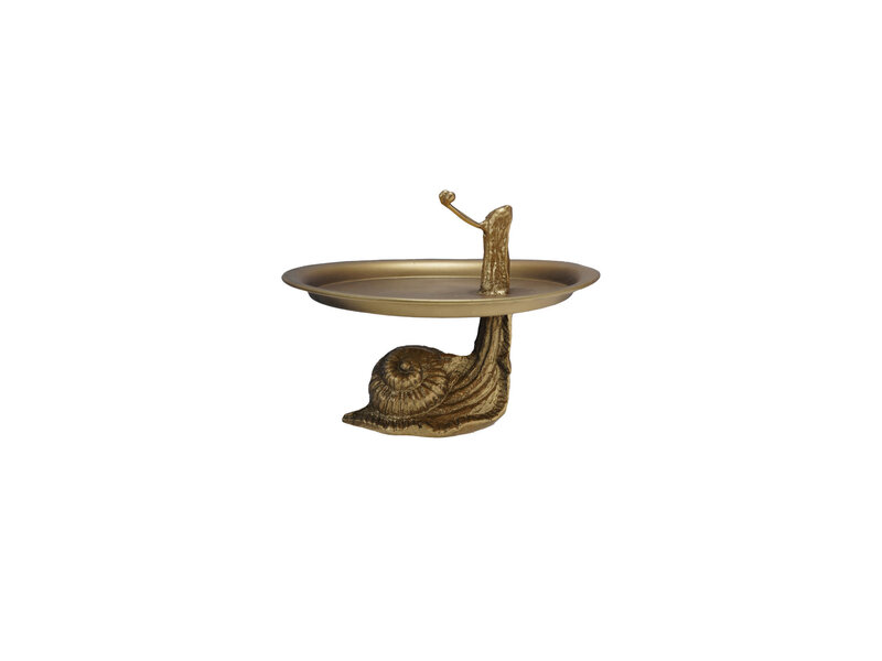Creative Co-OP Decorative Metal Tray with Snail Shaped Stand, Gold Finish