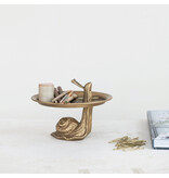 Creative Co-OP Decorative Metal Tray with Snail Shaped Stand, Gold Finish