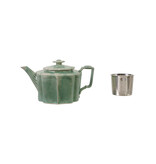 Creative Co-OP 32 oz. Stoneware Teapot with Strainer, Set of 2 (Each Will Vary)