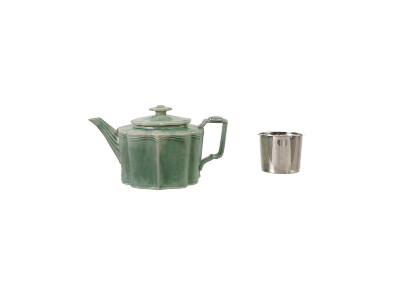Creative Co-OP 32 oz. Stoneware Teapot with Strainer, Set of 2 (Each Will Vary)