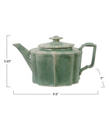 Creative Co-OP 32 oz. Stoneware Teapot with Strainer, Set of 2 (Each Will Vary)