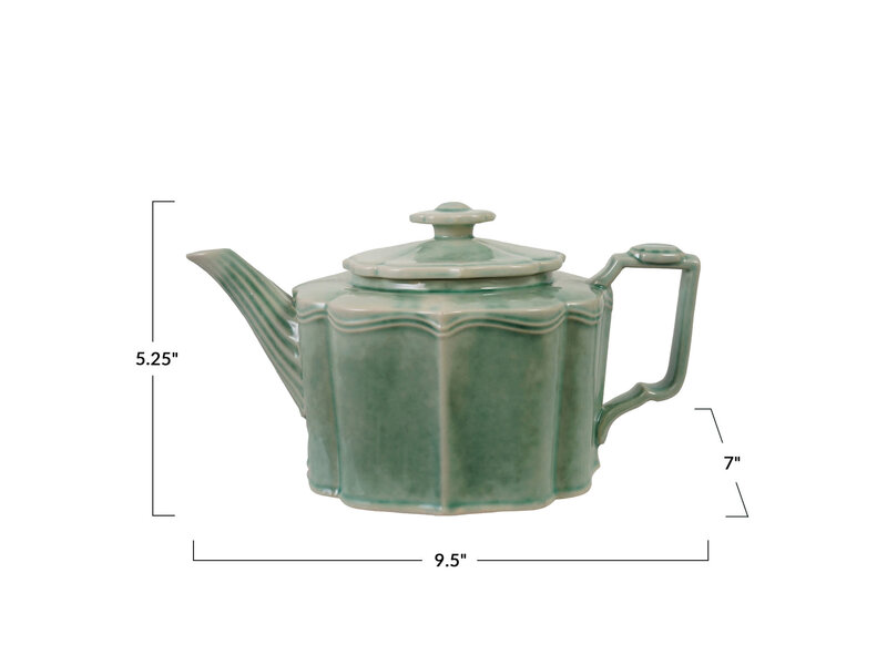 Creative Co-OP 32 oz. Stoneware Teapot with Strainer, Set of 2 (Each Will Vary)