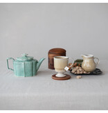 Creative Co-OP 32 oz. Stoneware Teapot with Strainer, Set of 2 (Each Will Vary)