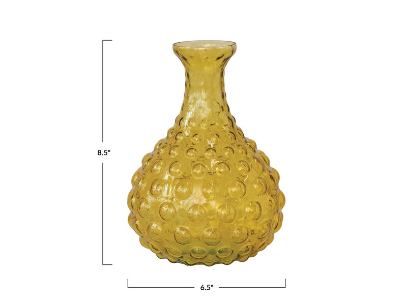 Creative Co-OP Hand-Blown Hobnail Glass Vase, Amber Color