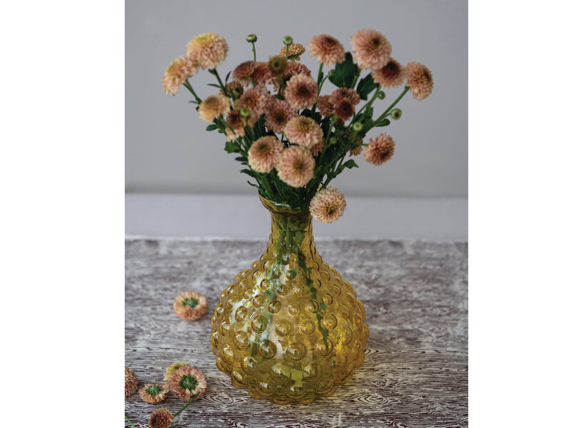 Creative Co-OP Hand-Blown Hobnail Glass Vase, Amber Color