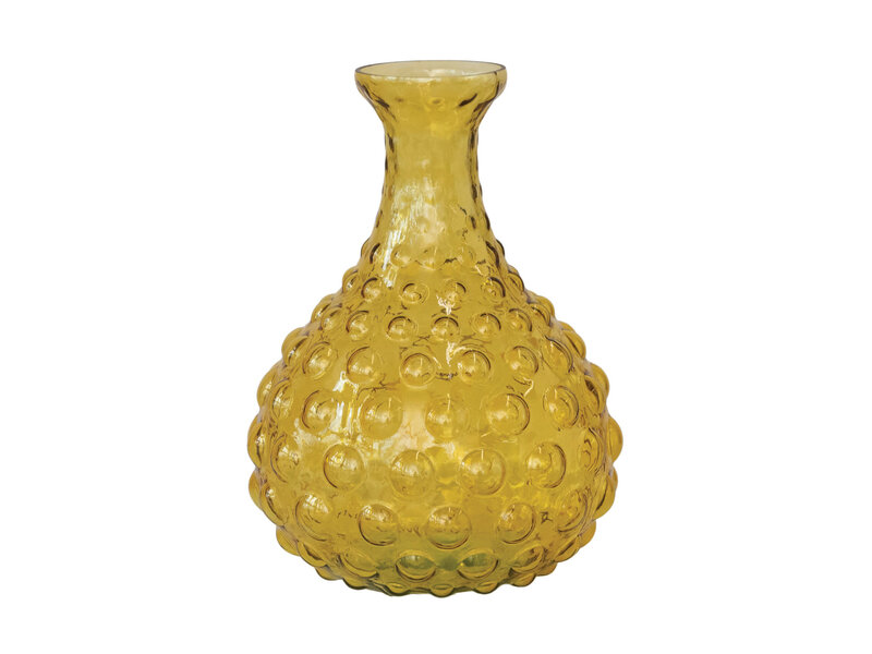 Creative Co-OP Hand-Blown Hobnail Glass Vase, Amber Color