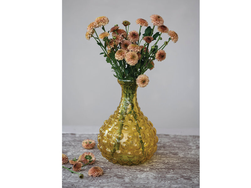 Creative Co-OP Hand-Blown Hobnail Glass Vase, Amber Color
