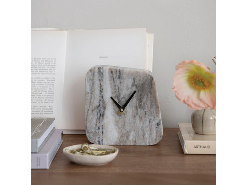 Creative Co-OP Marble Table Clock (Requires 2-AA Batteries)