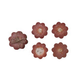 Creative Co-OP Flower Shaped Coasters with Gold Foil, Set of 4 Tied with Jute (Each One Will Vary)