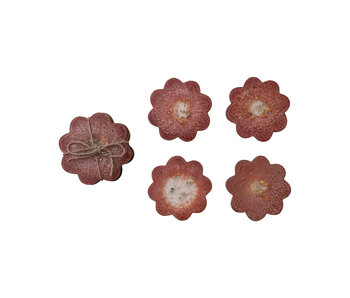 Flower Shaped Coasters with Gold Foil, Set of 4 Tied with Jute (Each One Will Vary)