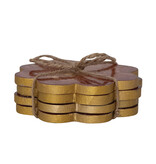 Creative Co-OP Flower Shaped Coasters with Gold Foil, Set of 4 Tied with Jute (Each One Will Vary)